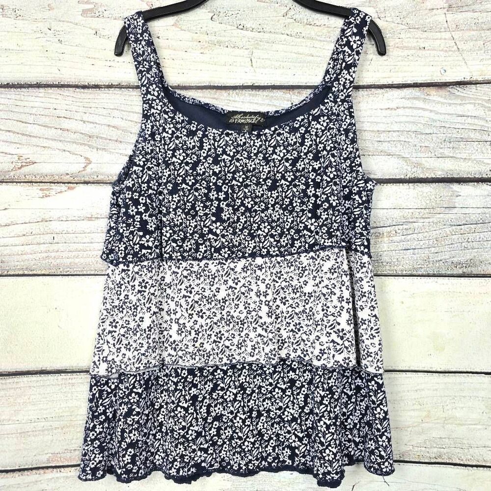 Absolutely Famous Floral Tiered Tank Top Womens M